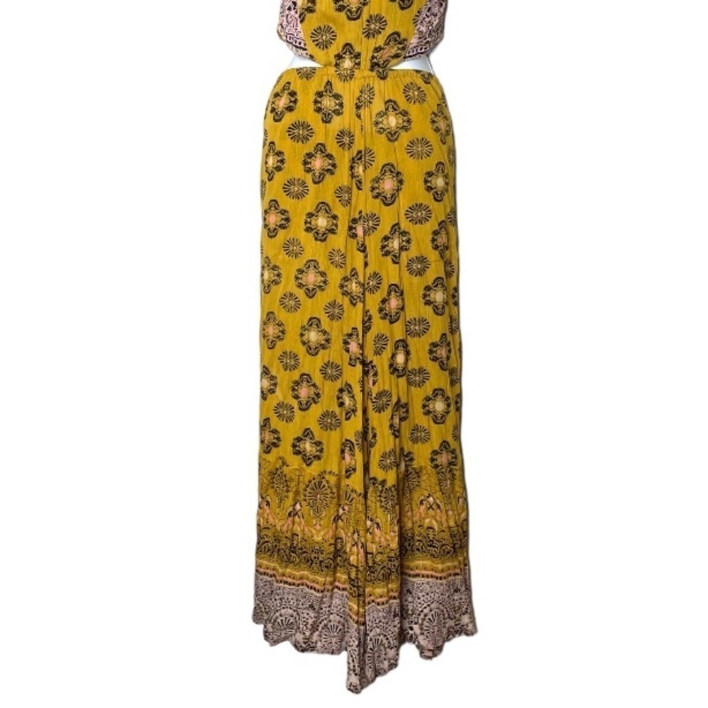 Free People Mariabelle Yellow Mustard Jumpsuit Boho Moroccan XS - Picture 10 of 15